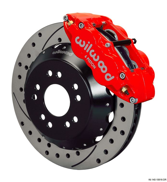 Wilwood - Forged Narrow Superlite 6R Big Brake Front Slotted & Drilled Disc Brake Kit (Hat) (Red Calipers)