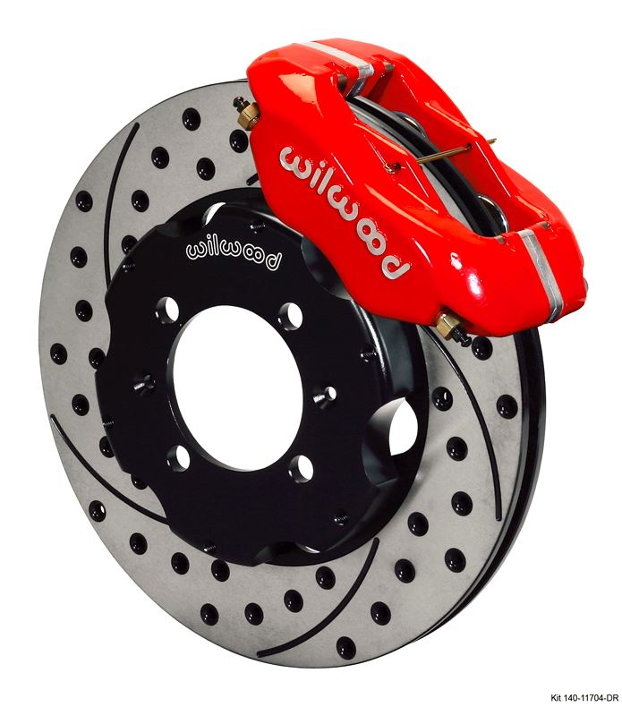 Wilwood - Forged Dynalite Big Brake Front Slotted & Drilled Disc Brake Kit (Hat) (Red Calipers)