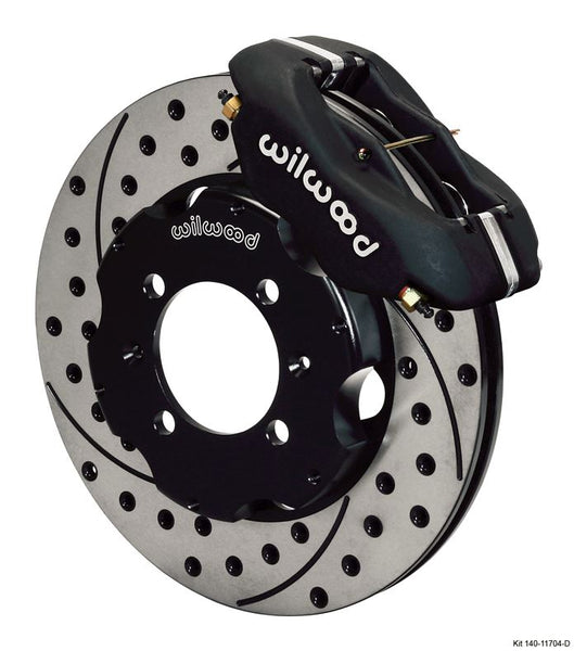 Wilwood - Forged Dynalite Big Brake Front Slotted & Drilled Disc Brake Kit (Hat) (Black Calipers)