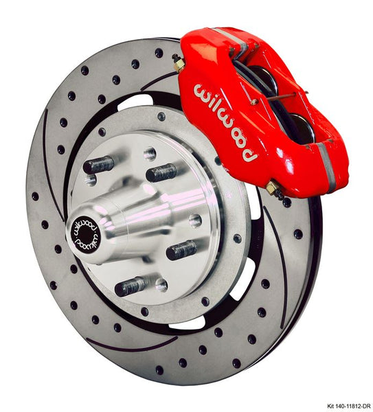 Wilwood - Forged Dynalite Big Front Slotted & Drilled Disc Brake Kit (Hub) Red Calipers