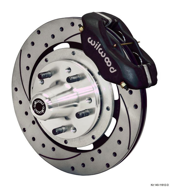 Wilwood - Forged Dynalite Big Front Slotted & Drilled Disc Brake Kit (Hub) Black Calipers