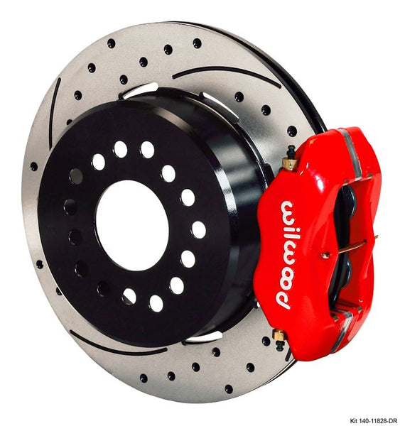 Wilwood - Forged Dynalite Rear Parking Slotted & Drilled Disc Brake Kit (Red Calipers)