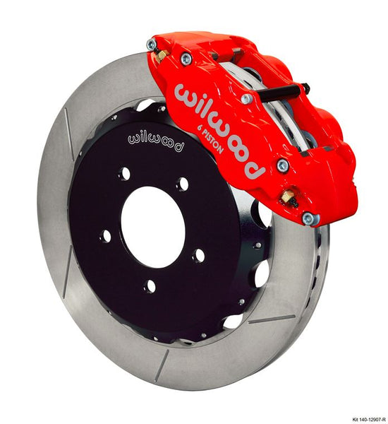 Wilwood - Forged Narrow Superlite 6R Big Brake Slotted Disc Brake Kit (Hat) Red Calipers w/Lines