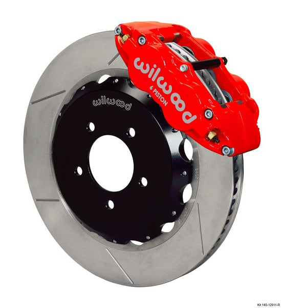 Wilwood - Forged Narrow Superlite 6R Big Brake Front Slotted Disc Brake Kit (Hat) Red Calipers w/Lines