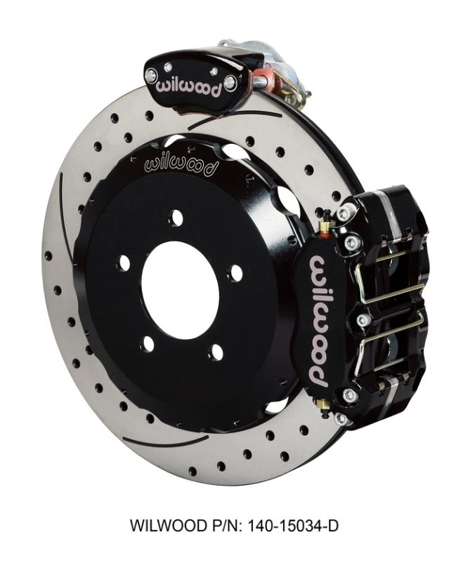 Wilwood - Dynapro Radial-MC4 Rear Parking Slotted & Drilled Disc Brake Kit (Black Caliper w/Lines & Cables)
