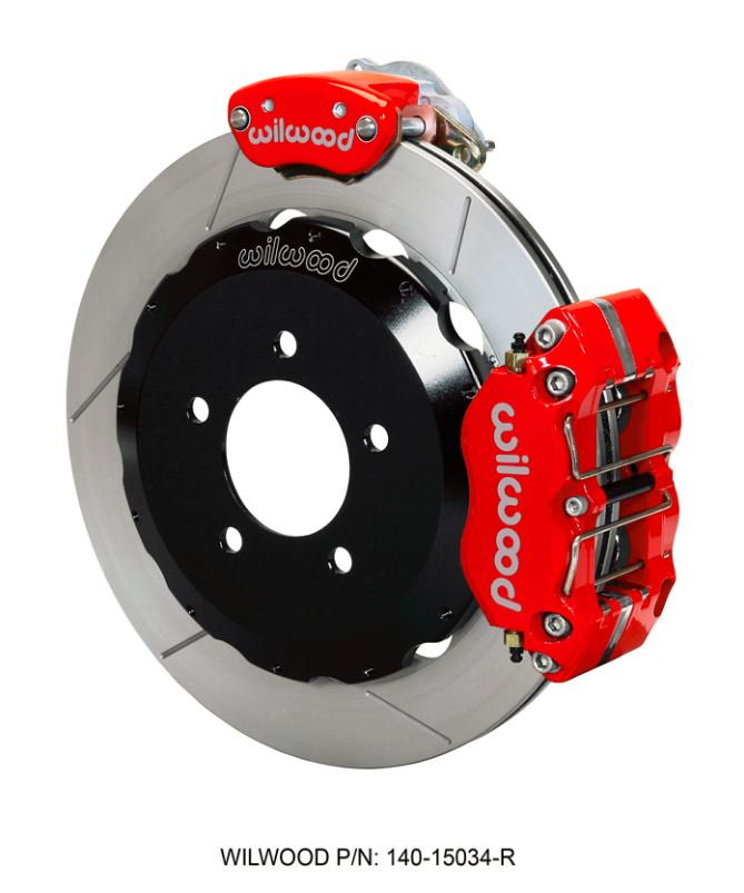 Wilwood - Dynapro Radial-MC4 Rear Parking Slotted Disc Brake Kit (Red Caliper w/Lines & Cables)