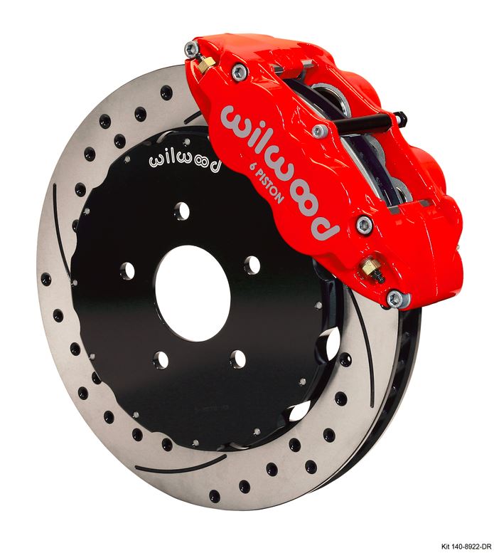 Wilwood - Forged Narrow Superlite 6R Big Brake Front Slotted & Drilled Disc Brake Kit (Hat) Red Calipers